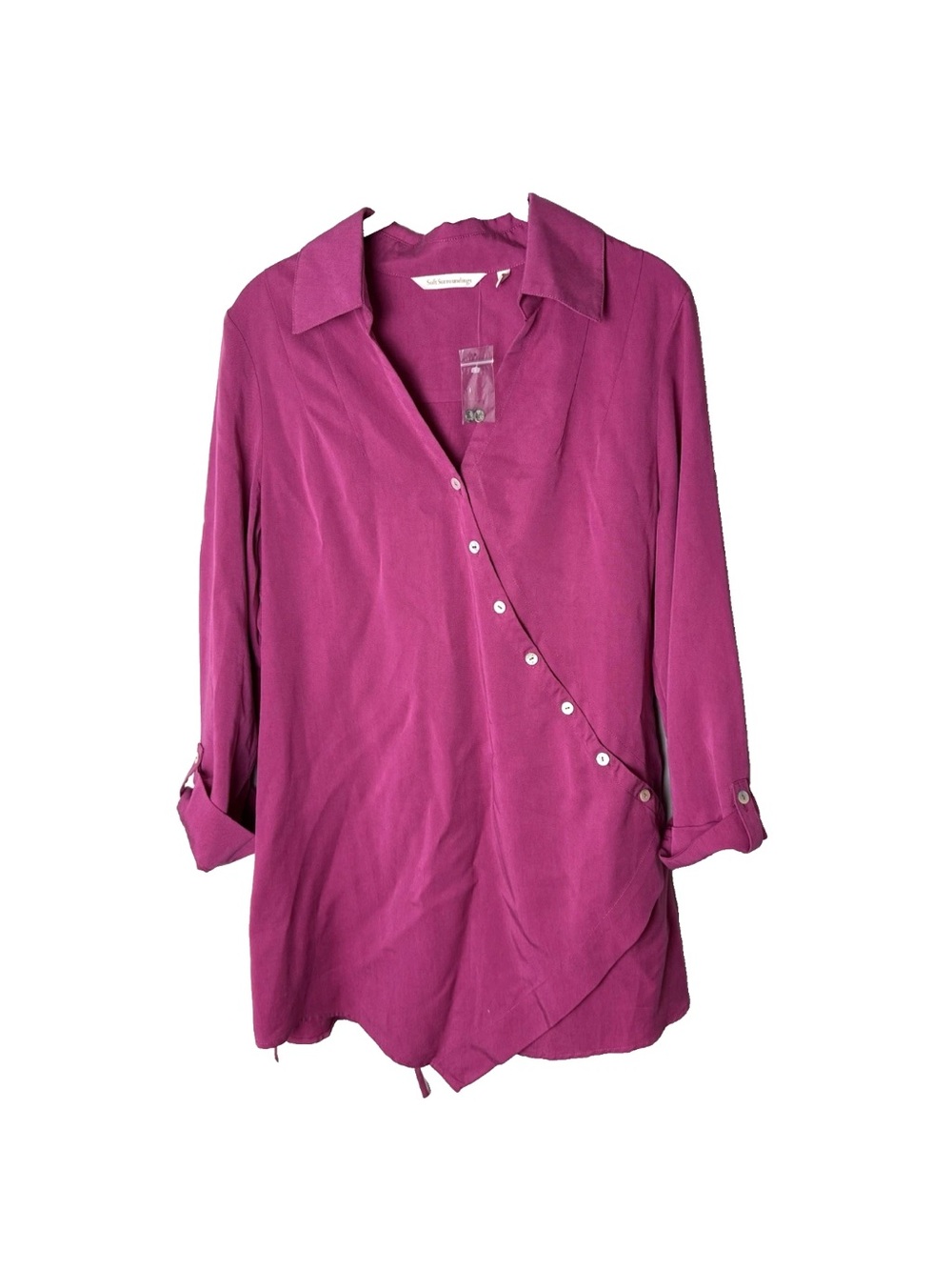 NWOT Soft Surroundings Tunic Top Size Small Asymmetrical Magenta Pink Tencel
